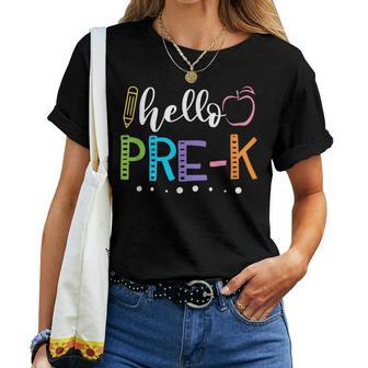 Hello Preschool Pre-K Back To School Teacher Kids Women T-shirt | Mazezy