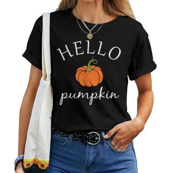 Hello Pumpkin Halloween Costume Autumn Fall Girl Women Halloween Costume Women T-shirt | Mazezy