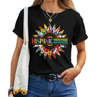 Hispanic Heritage Month Countries Flags Sunflower Latino Women T-shirt - Seseable