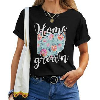 Home Grown Ohio Floral Pattern Woman Women T-shirt Casual Daily Basic Unisex Tee | Mazezy