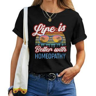 Homeopathy Vintage Sunset Homeopathy Teacher Beginner Women T-shirt | Mazezy
