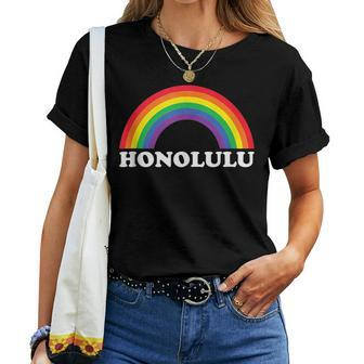 Honolulu Rainbow Lgbtq Gay Pride Lesbians Queer Women T-shirt Crewneck | Mazezy