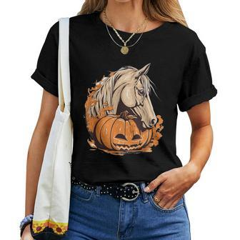 Horse Pumpkin Halloween Costume Horseback Riding Equestrian Women T-shirt - Monsterry CA