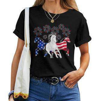 Horses Fireworks 4Th Of July Us Independence Day Women T-shirt | Mazezy