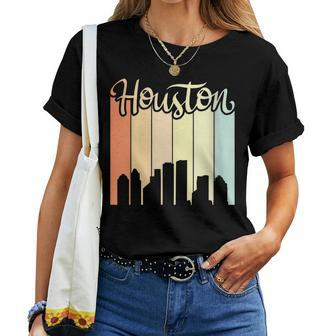 Houston - City Pride - Colorful Retro Skyline Silhouette Women T-shirt | Mazezy