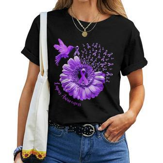 Hummingbird Sunflower Purple Lupus Awareness Women T-shirt | Mazezy
