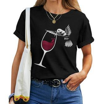 Hummingbird Wine Hummingbird Bird Lover Women T-shirt - Seseable