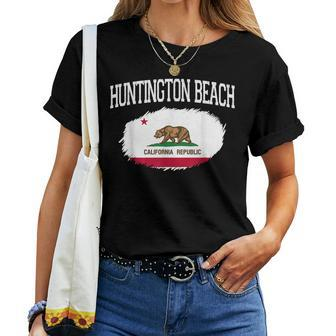 Huntington Beach Ca California Flag Vintage Sports Men Women Women T-shirt Crewneck | Mazezy