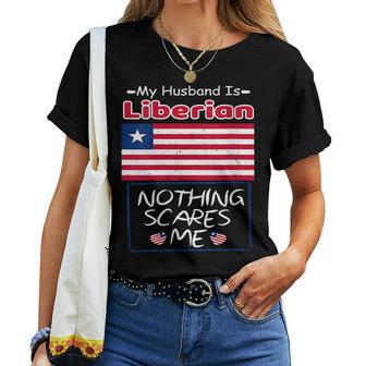 My Husband Is Liberian Liberia Flag Heritage Roots Pride Women T-shirt | Mazezy