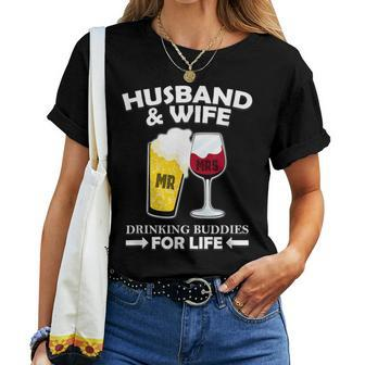 Husband And Wife Drinking Buddies For Life Women T-shirt - Seseable