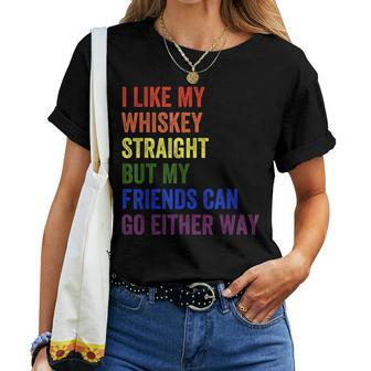 I Like My Whiskey Straight But My Friends Can Go Either Way  Women T-shirt Casual Daily Crewneck Short Sleeve Graphic Basic Unisex Tee