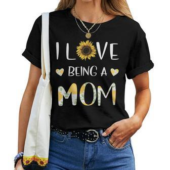 I Love Being A Mom Sunflower Women T-shirt Casual Daily Crewneck Short Sleeve Graphic Basic Unisex Tee