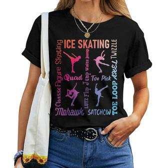 Ice Skating - Typography Girl Figure Skater Ice Skates Women T-shirt - Seseable