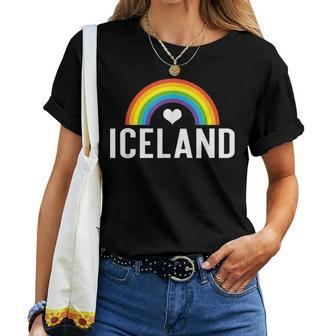 Iceland Lgbt Gay Pride Rainbow Travel Women T-shirt | Mazezy