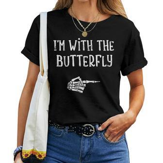 I'm With The Butterfly Matching Couple Costume Halloween Women T-shirt - Seseable