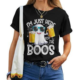 I'm Just Here For The Boos Ghost Drinking Halloween Beer Women T-shirt | Mazezy DE
