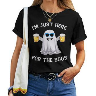 I'm Just Here For The Boos Ghost Halloween Beer Lover Women T-shirt - Monsterry AU
