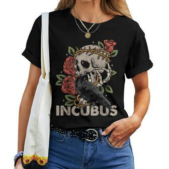 Incubus-Crow Left Skull Morning And Flower Halloween Women T-shirt - Monsterry AU