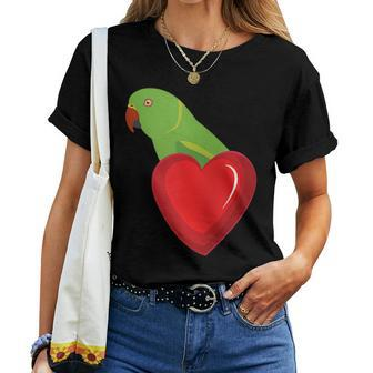 Indian Ringneck Alexandrine Parrot Parakeet Heart Pocket Women T-shirt | Mazezy