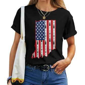 Indiana Usa Flag Fourth July 4Th Fathers Day Bbq Beer Summer Beer Women T-shirt | Mazezy