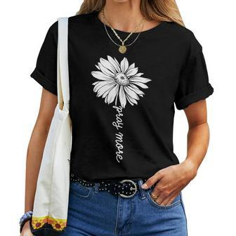 Inspirational Motivational Flower Stem Pray More Christian Women T-shirt | Mazezy