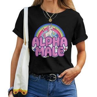 Ironic Alpha Male Unicorn Rainbow For Men Women Women T-shirt - Seseable