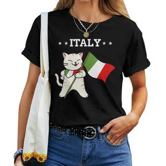 Italian Flag & Cat Italy Women T-shirt | Mazezy