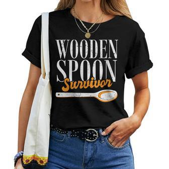 Italian Meme Parenting Mom Joke Wooden Spoon Survivor Women T-shirt | Mazezy