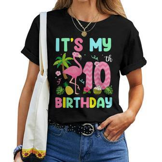 It's My 10Th Birthday Flamingo Hawaii 10 Yrs Old Girl Women T-shirt - Monsterry DE