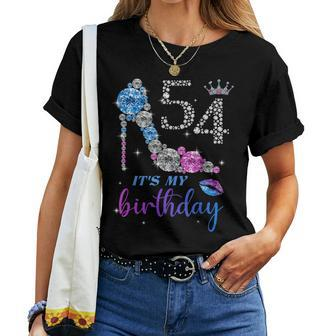 It's My 54Th Purple Shoe Crown Happy 54Th Birthday Women T-shirt - Monsterry