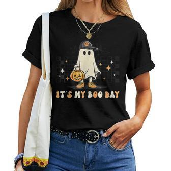 It's My Boo Day Groovy Boy Halloween Birthday Ghost Girls Women T-shirt | Mazezy AU