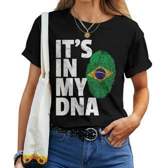 Its In My Dna Brazil Brazilian Flag Pride Men Women Women T-shirt Crewneck | Mazezy