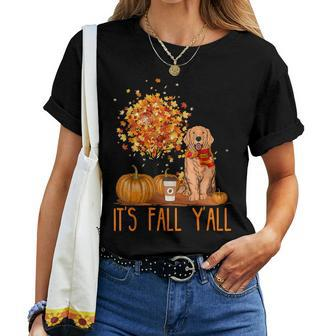 It's Fall Y'all Golden Retriever Dog Halloween Thanksgiving Dog Halloween Women T-shirt | Mazezy
