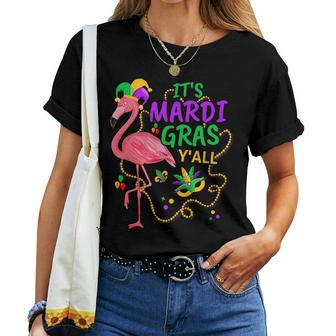 Its Mardi Gras Yall Jester Flamingo Fat Tuesday Parades Women T-shirt | Mazezy