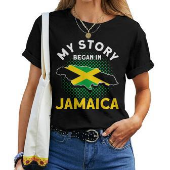 Jamaican Moms Jamaica Lovers My Story Began In Jamaica Pride Women T-shirt - Seseable