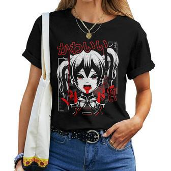 Japanese Anime Girl Scary Creepy Japanese Dark Anime Kawaii Women T-shirt | Mazezy