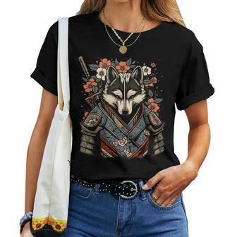 Japanese Samurai Wolf Tattoo Vintage Kawaii Ninja For Women Women T-shirt | Mazezy