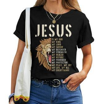 Jesus Is My God Lion Of Judah Christian Religious Faith Women T-shirt | Mazezy
