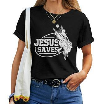 Jesus Saves Volleyball Girls Women Women T-shirt | Mazezy
