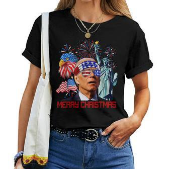 Joe Biden Confused Patriotic Merry Christmas For 4Th Of July Patriotic Women T-shirt | Mazezy