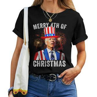Joe Biden Happy 4Th Of Christmas For America 4Th Of July Women T-shirt | Mazezy