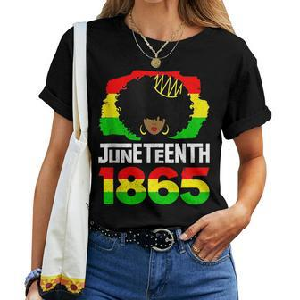 Junenth Black Queen Afro Melanin Girl Magic Women Girls Women T-shirt | Mazezy