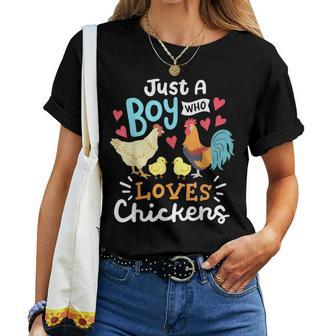 Just A Boy Who Loves Chickens Farm Chicken Women T-shirt - Seseable