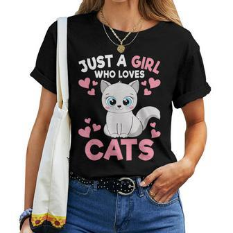 Just A Girl Who Loves Cats Cute Cat Lover Girls Toddlers Women T-shirt - Thegiftio