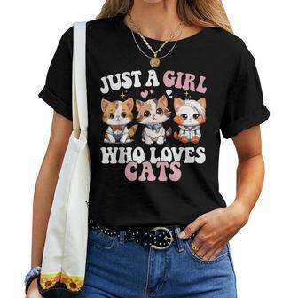Just A Girl Who Loves Cats Cute Cat Lover Women T-shirt - Monsterry CA