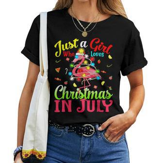 Just A Girl Who Loves Christmas In July Flamingo Women T-shirt | Mazezy