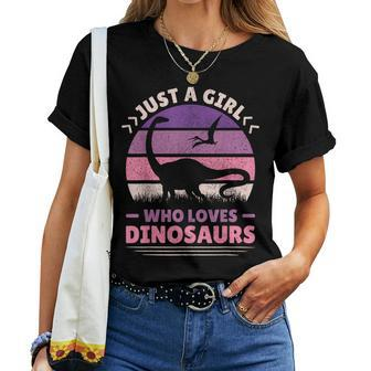 Just A Girl Who Loves Dinosaurs Cute Dino Dinosaur Women T-shirt - Seseable
