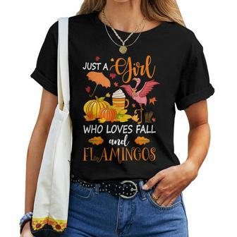 Just A Girl Who Loves Fall And Flamingo Halloween Flamingo Flamingo Halloween Women T-shirt | Mazezy