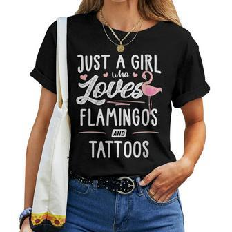 Just A Girl Who Loves Flamingos And Tattoos Flamingo Women T-shirt | Mazezy