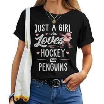 Just A Girl Who Loves Hockey And Penguins Women Women T-shirt | Mazezy